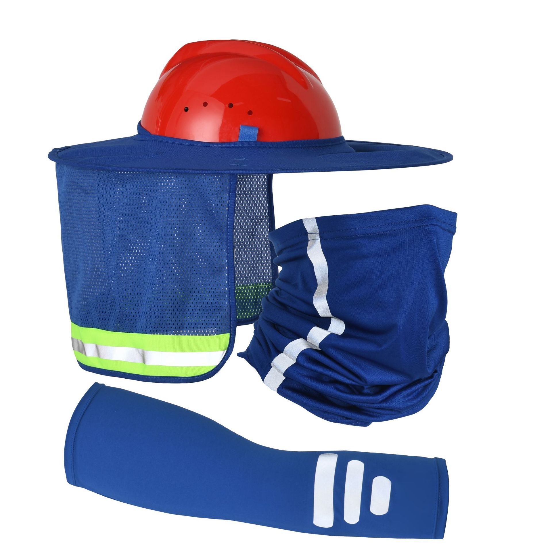 Hard Hat Sun Shade Neck Cover and Face Scarf and Oversleeve Set - Image 3