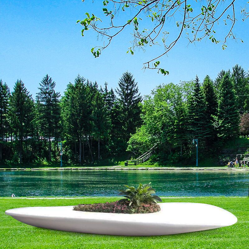 Outdoor Planter Pot Fiberglass Bench - Image 2