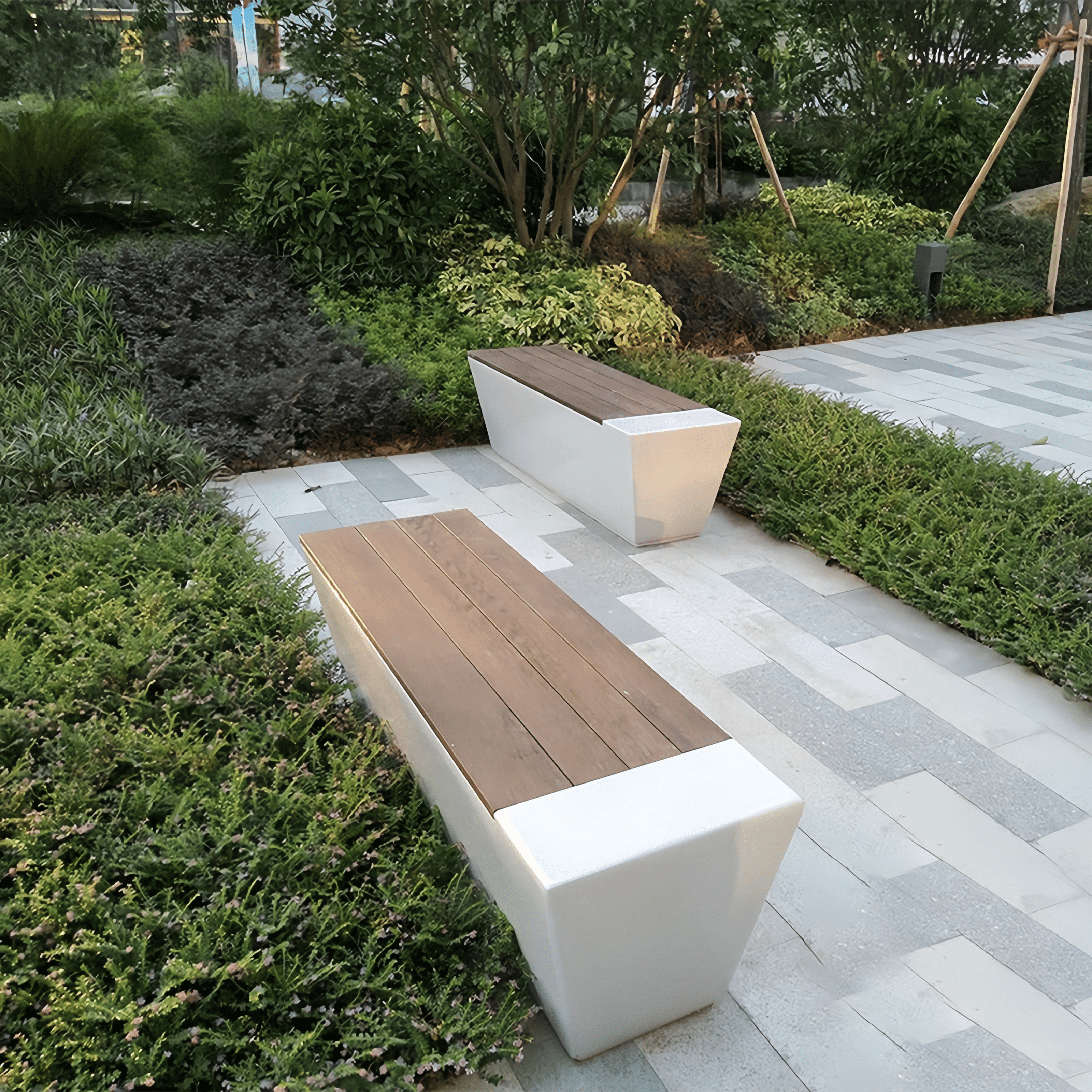 Wood Outdoor Fiberglass Bench - Image 4