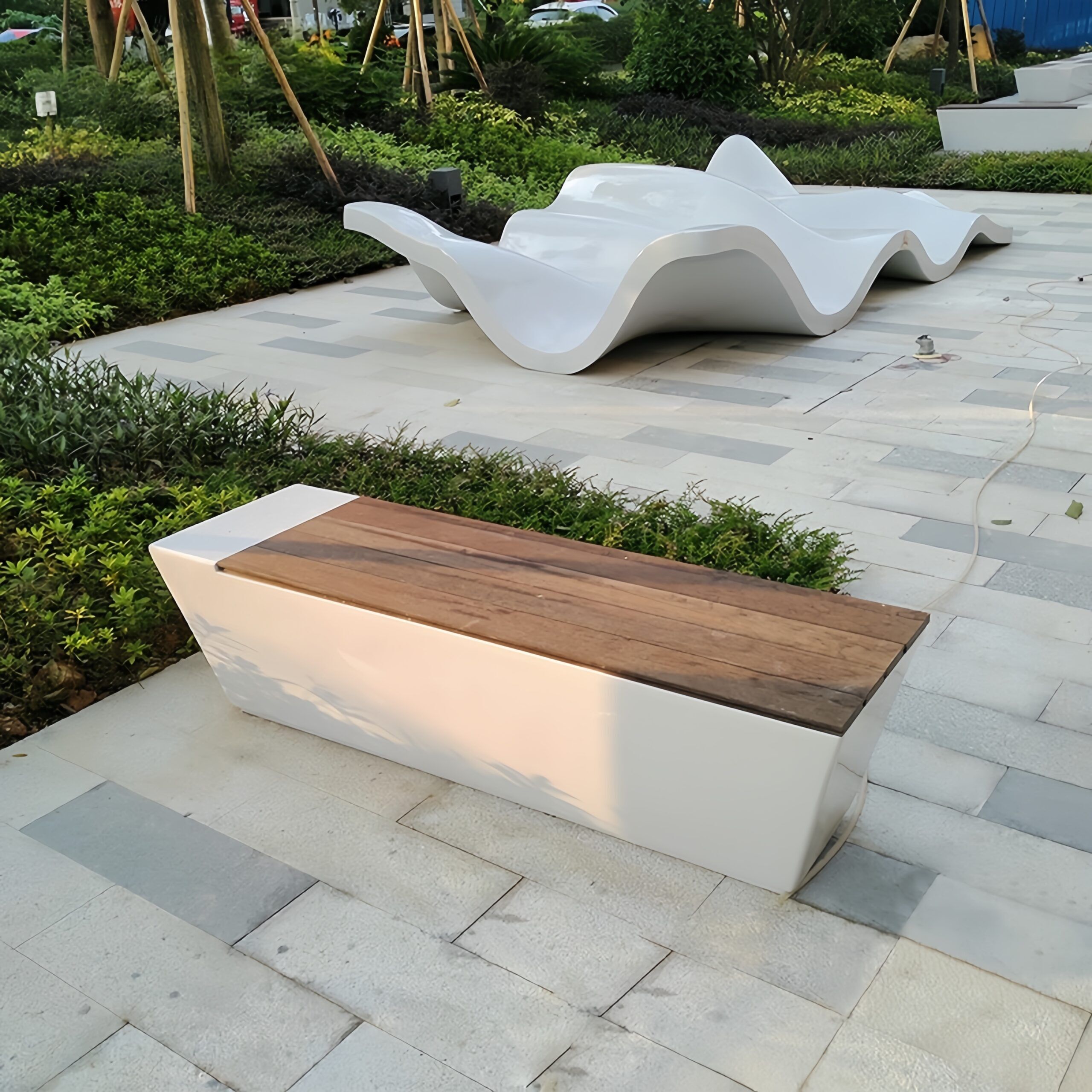 Wood Outdoor Fiberglass Bench - Image 3