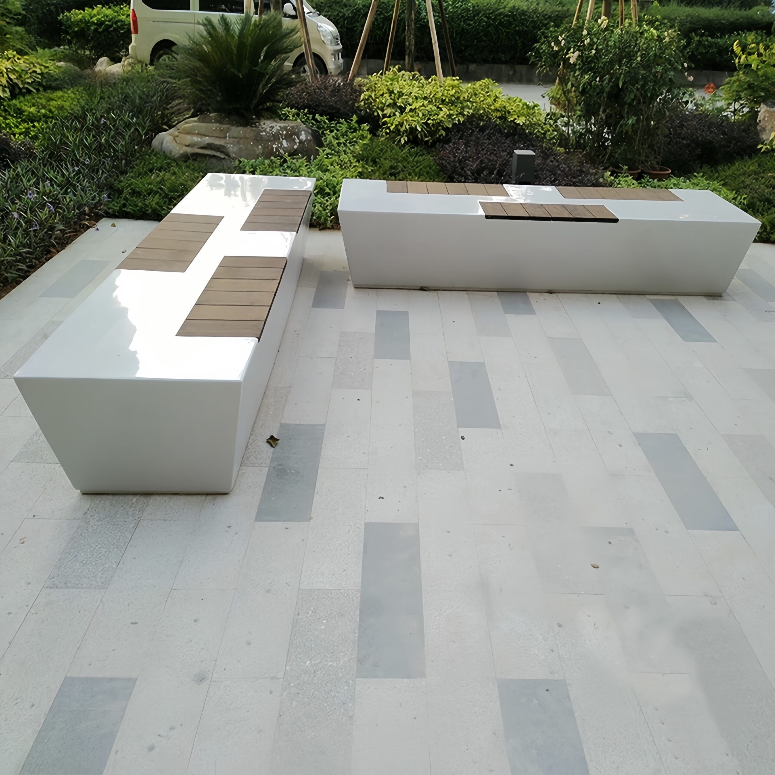 Wood Outdoor Fiberglass Bench - Image 2